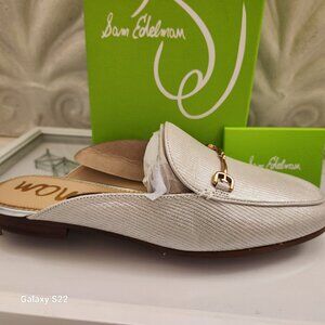 Sam Edelman "Linnie" Silver Leather Mules.size 8 1/2